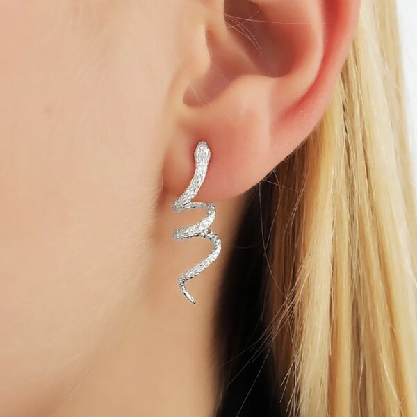 Drop Earrings Factory - Exaggerated Snake Shape Long Back Front Hanging Vintage