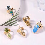 Crown Flower Ring Supplier - Fashion Rhinestone Adjustable Opening Gold Plated
