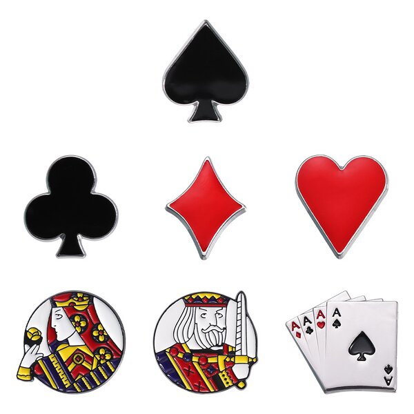 Enamel Pin Factory - Creative Poker Playing Card Pattern Spades Hearts