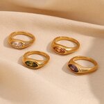Zircon Seal Ring Factory - Horse Eye Colorful Hypoallergenic Stainless Steel