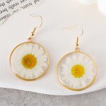 Pressed Earring Supplier - Natural White Daisy Boho Statement Pressed Flower