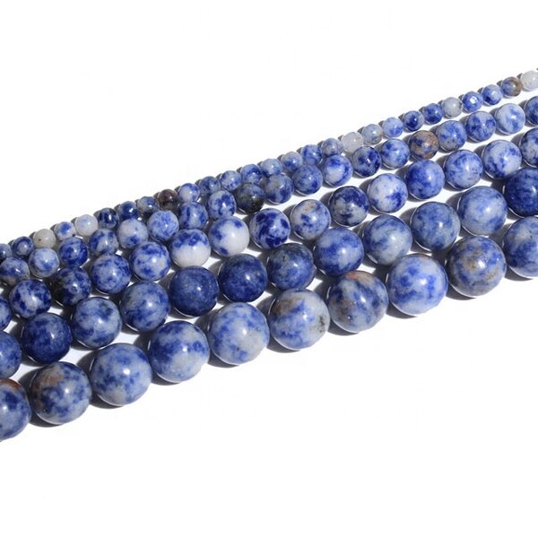 Sodalite Beads Supplier - White Dot Blue-Vein Natural Stone DIY Jewelry