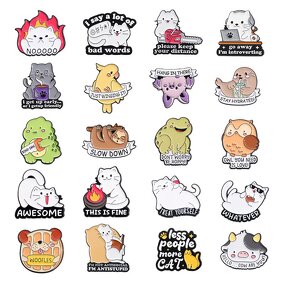 Cartoon Enamel Pins Supplier - Cute Animals Funny Cat Capybara Metal Brooches