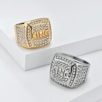Rhinestone Ring Factory - Hip Hop Full 316L Stainless Steel Gold Color King