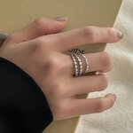 Stainless Steel Rings Factory - Beads Design Gold Color Opening Wedding Aesthetic