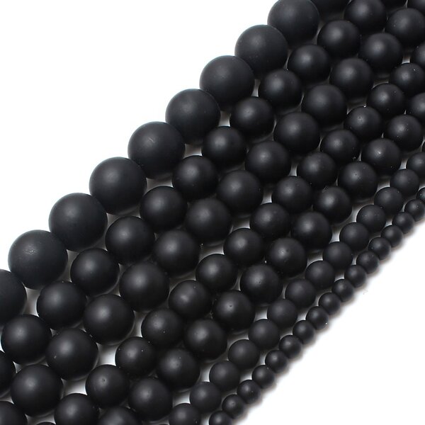 Onyx Beads Factory - Natural Black Polish Matte Round DIY Kits