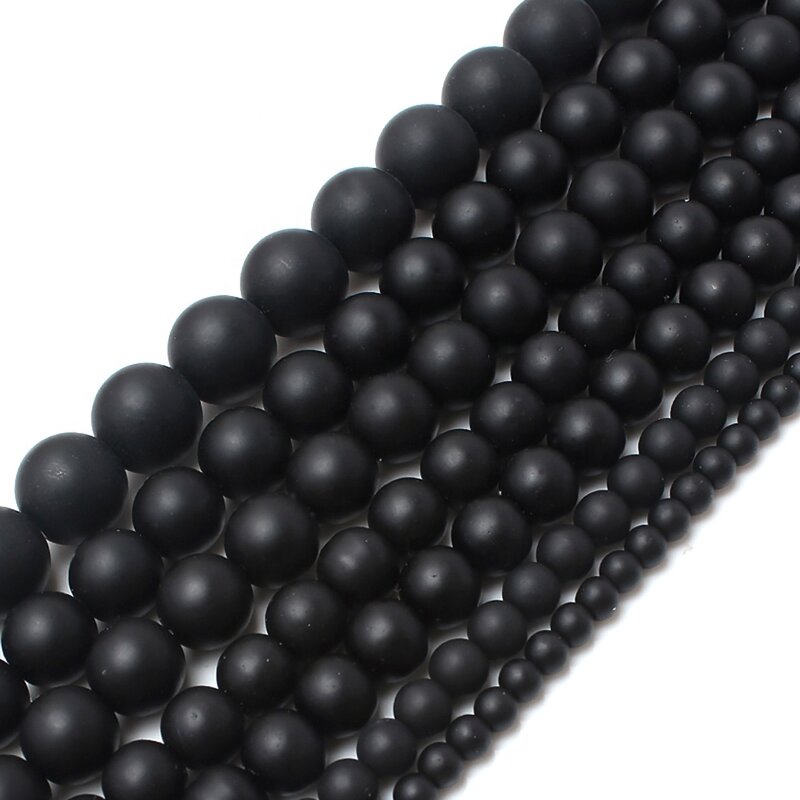 Onyx Beads Factory - Natural Black Polish Matte Round DIY Kits