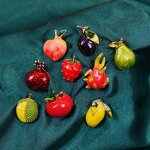 Fruit Brooches Supplier - Cute Summer Small Peach Pear Tomato Enamel Pins