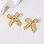 Bow Knot Earring Factory - Fashion Stud 18K Gold Plated Stainless Steel Chain
