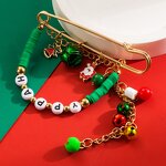 Christmas Brooch Supplier - Red Green Crystal Happy Holidays Lapel Pins Bells