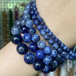 Sodalite Beads Supplier - White Dot Blue-Vein Natural Stone DIY Jewelry