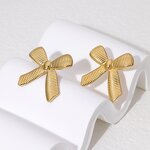 Bow Knot Earring Factory - Fashion Stud 18K Gold Plated Stainless Steel Chain