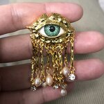 Vintage Brooch Factory - Women Men Eyes of Demon Exaggerated Trendy Pearl Tassels