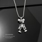 Bear Pendant Necklace Supplier - Rotatable Doll Stainless Steel Hip-hop Personality