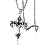 Cross Necklace Supplier - Rock Hip Hop Punk Stainless Steel Flame Retro