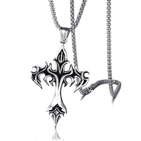 Cross Necklace Supplier - Rock Hip Hop Punk Stainless Steel Flame Retro