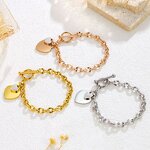Metal Charm Bracelet Supplier - Gold Plating Big Heart with Crystal Stone
