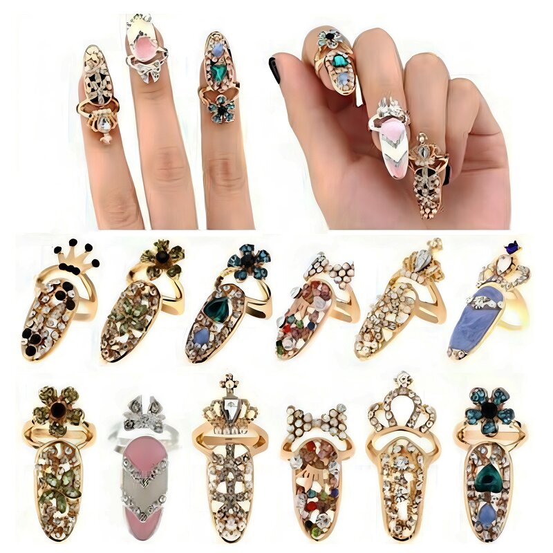 Crown Flower Ring Supplier - Fashion Rhinestone Adjustable Opening Gold Plated