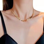 Gold Letter Necklace Factory - Luxury Feel Block Snake Bone Design High-End