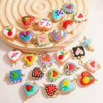 Glass Pendant Supplier - Hand Painted Love Heart DIY Phone Chain Bracelet