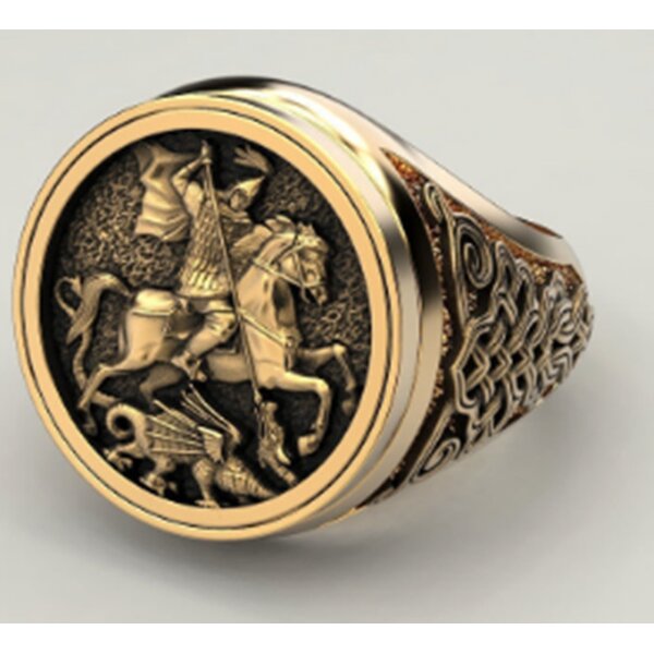Religious Ring Supplier - St. George Vintage Stainless Steel Unisex Trendy