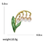 Lily of the Valley Brooch Supplier - Designer Pastoral Temperament Pearl Green Leaf