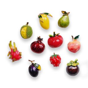 Fruit Brooches Supplier - Cute Summer Small Peach Pear Tomato Enamel Pins