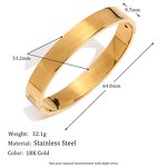 Gold Plated Bangle Supplier - 18K Stainless Steel Minimalist Basic Waterproof
