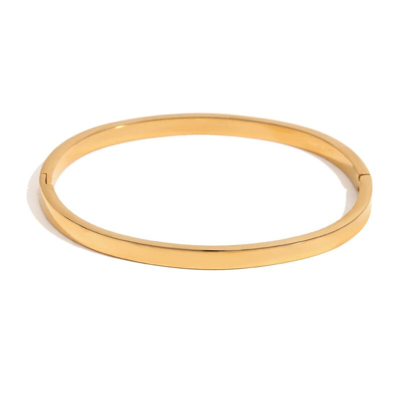 Gold Plated Bangle Supplier - 18K Stainless Steel Minimalist Basic Waterproof