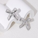 Bow Knot Earring Factory - Fashion Stud 18K Gold Plated Stainless Steel Chain
