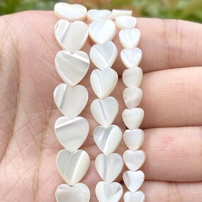 Mother Pearl Beads Supplier - Natural White Love Heart Cross Design DIY