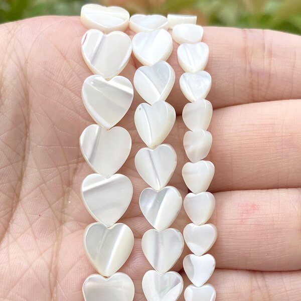 Mother Pearl Beads Supplier - Natural White Love Heart Cross Design DIY