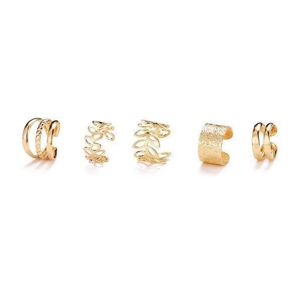 Ear Bone Clip Factory - New Simple No-piercing 5 Piece Set Plated Golden