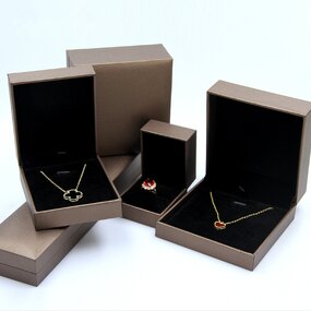 Leatherette Jewelry Box Factory - New Brown Paper Ring Pendant Display Storage