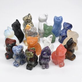 Gemstone Carving Supplier - Wholesale Natural Cat Statue Reiki Animals Figurines