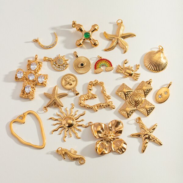 Stainless Steel Pendant Factory - Ocean Series Cross Necklace 18K Gold Plated