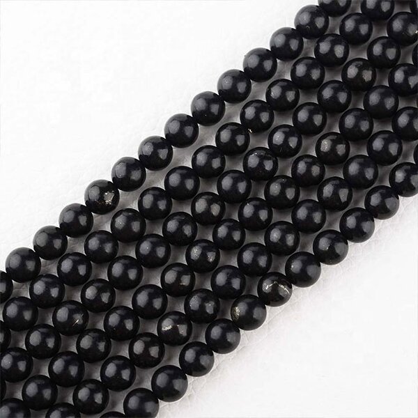 Natural Stone Beads Factory - Shungite Round Conductive Jewelry Making Wholesale