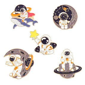 Metal Brooch Supplier - Astronaut Planet Rocket Starry Sky Backpack Clothing