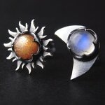 Asymmetric Earrings Supplier - Greek Mythology Face Sun Moon Pendant Creative