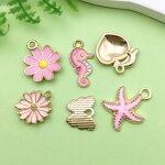 Pink Enamel Charms Factory - Alloy Animal Flowers Heart Pendants DIY Jewelry