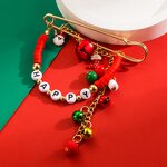 Christmas Brooch Supplier - Red Green Crystal Happy Holidays Lapel Pins Bells