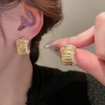 Geometric Earrings Supplier - Punk Vintage Korean Fashion Metal Gold Color Chunky