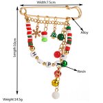 Christmas Brooch Supplier - Red Green Crystal Happy Holidays Lapel Pins Bells