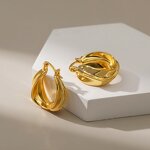 Hoop Earrings Factory - Geometry Twisted Thick Big Round Circle Punk Hiphop