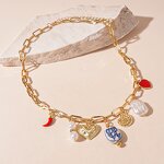 Paper Clip Chain Supplier - Love Simulated Pearls Charm Iron Choker Trendy