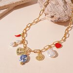 Paper Clip Chain Supplier - Love Simulated Pearls Charm Iron Choker Trendy