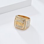 Rhinestone Ring Factory - Hip Hop Full 316L Stainless Steel Gold Color King