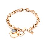Metal Charm Bracelet Supplier - Gold Plating Big Heart with Crystal Stone
