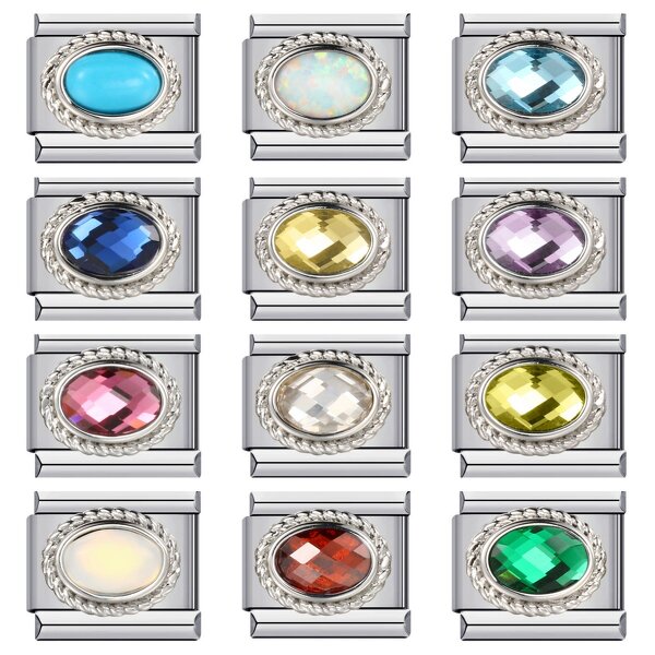 Italian Charm Bracelet Factory - Fashion 12 Birthstone Colorful Zirconia Links