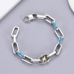 Lightning Bracelet Factory - Punk Street Thick Square Titanium Steel Mosaic